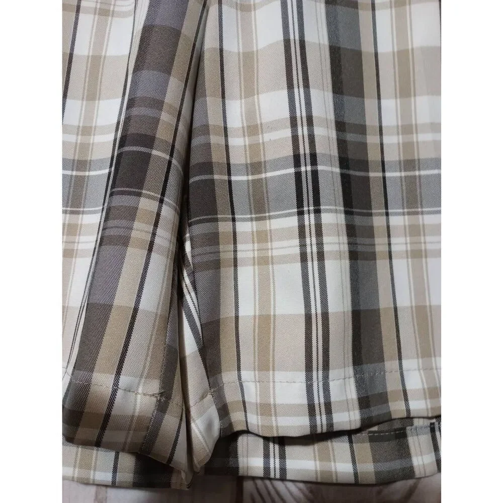 Haggar Shorts Men's 44 Cool 18 Pro Brown Black‎ Plaid